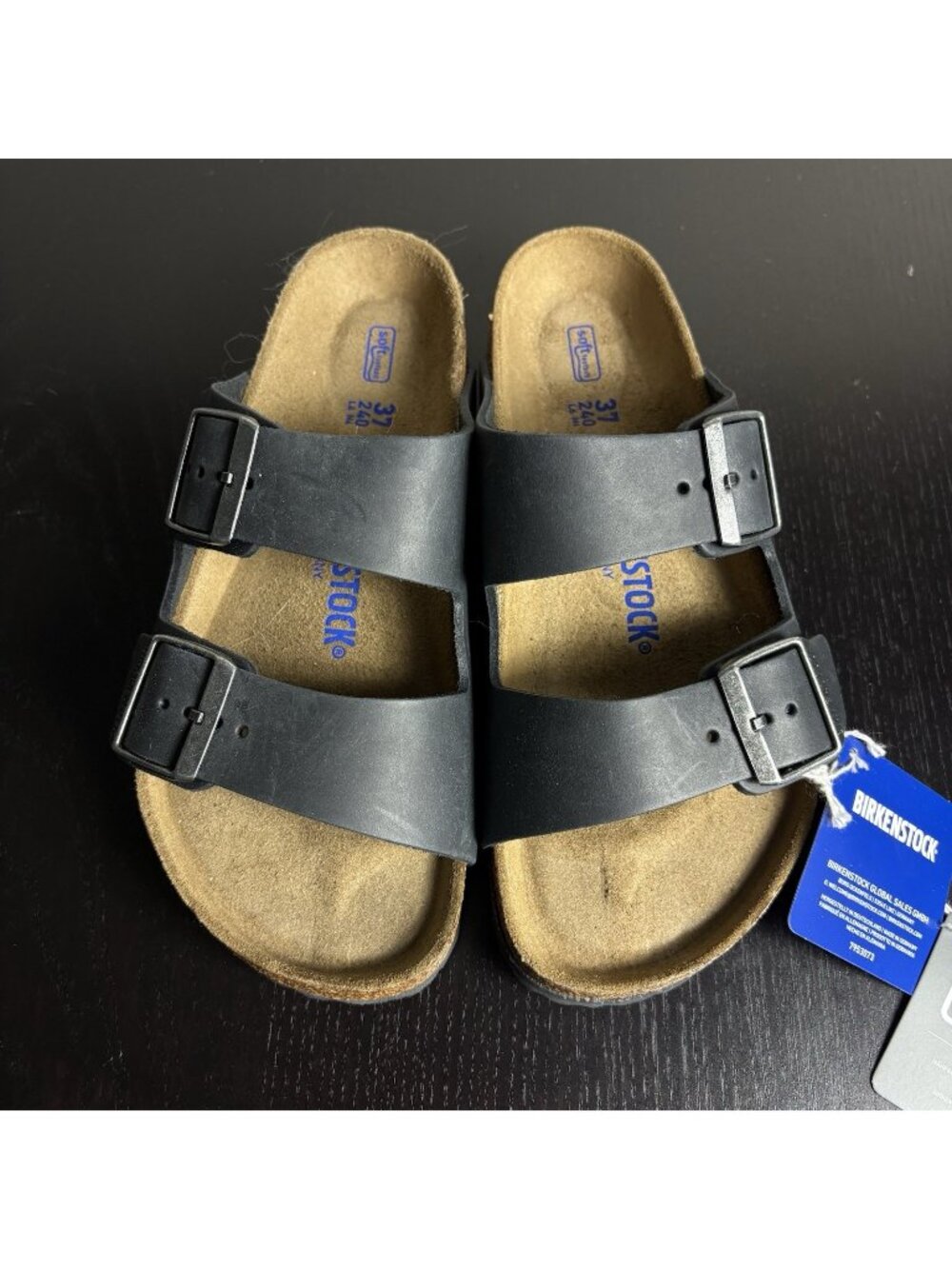 BIRKENSTOCK Arizona Black Sandals Size 37 Regular Width NEW